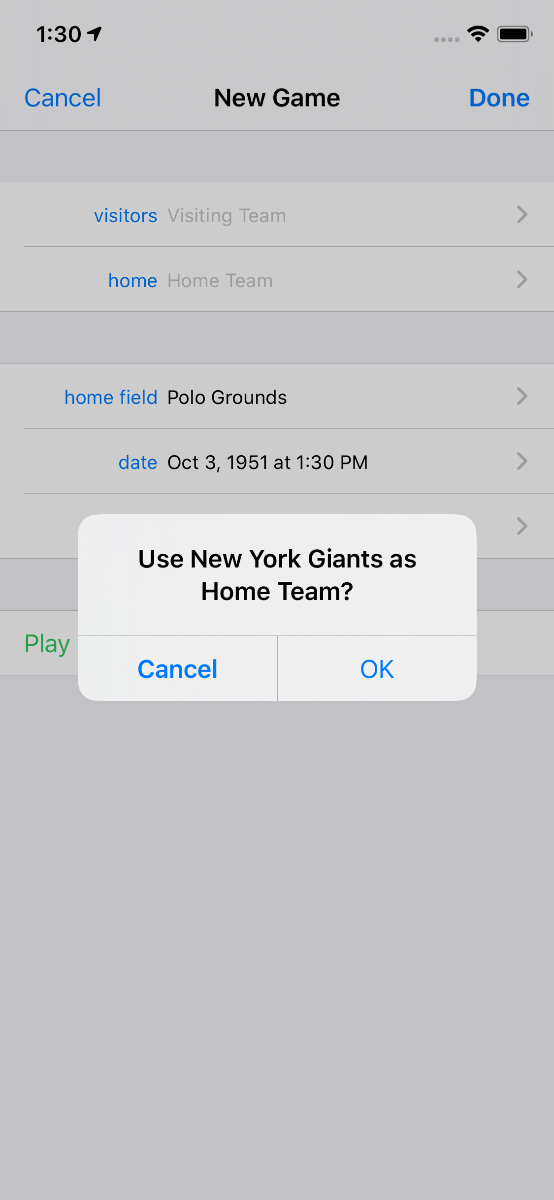 Use New York Giants as Home Team?